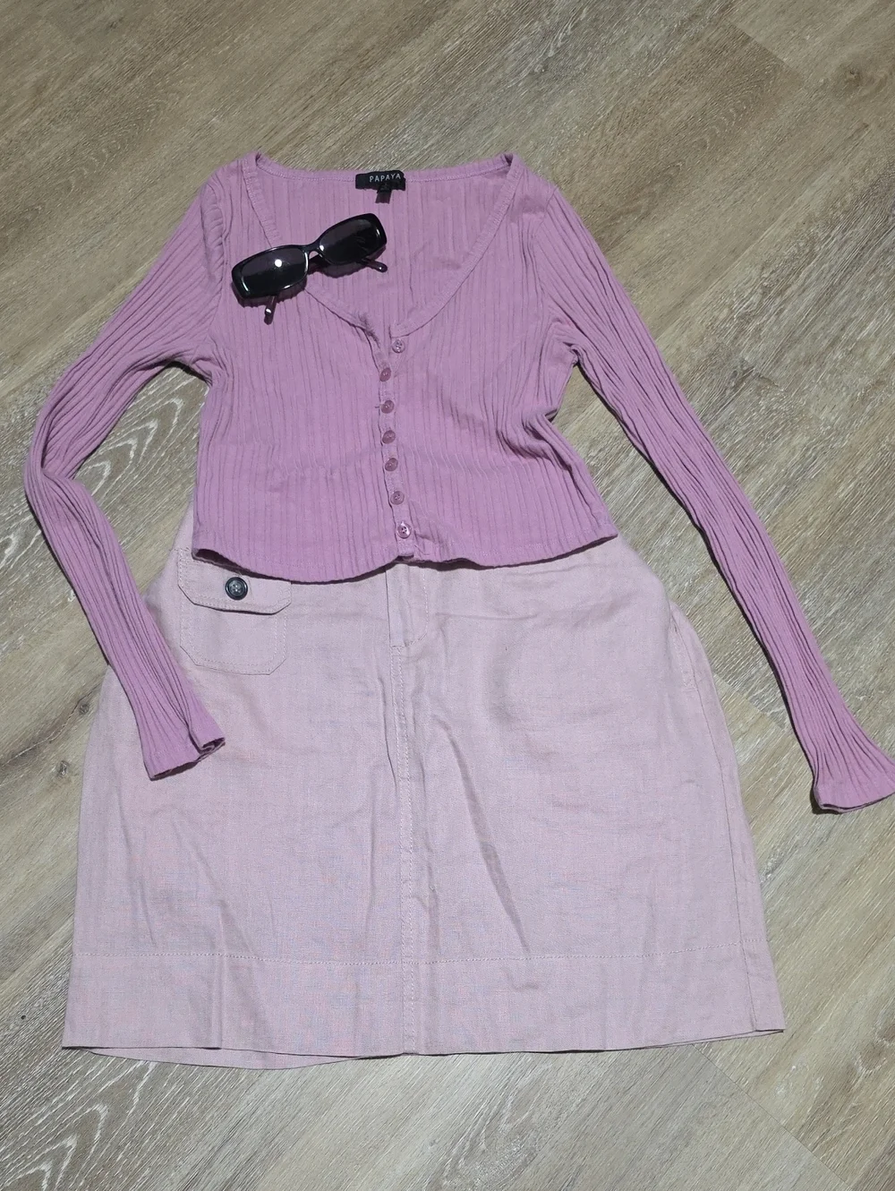 Cynthia Rowley Linen Light Pink Mini Skirt with Pockets